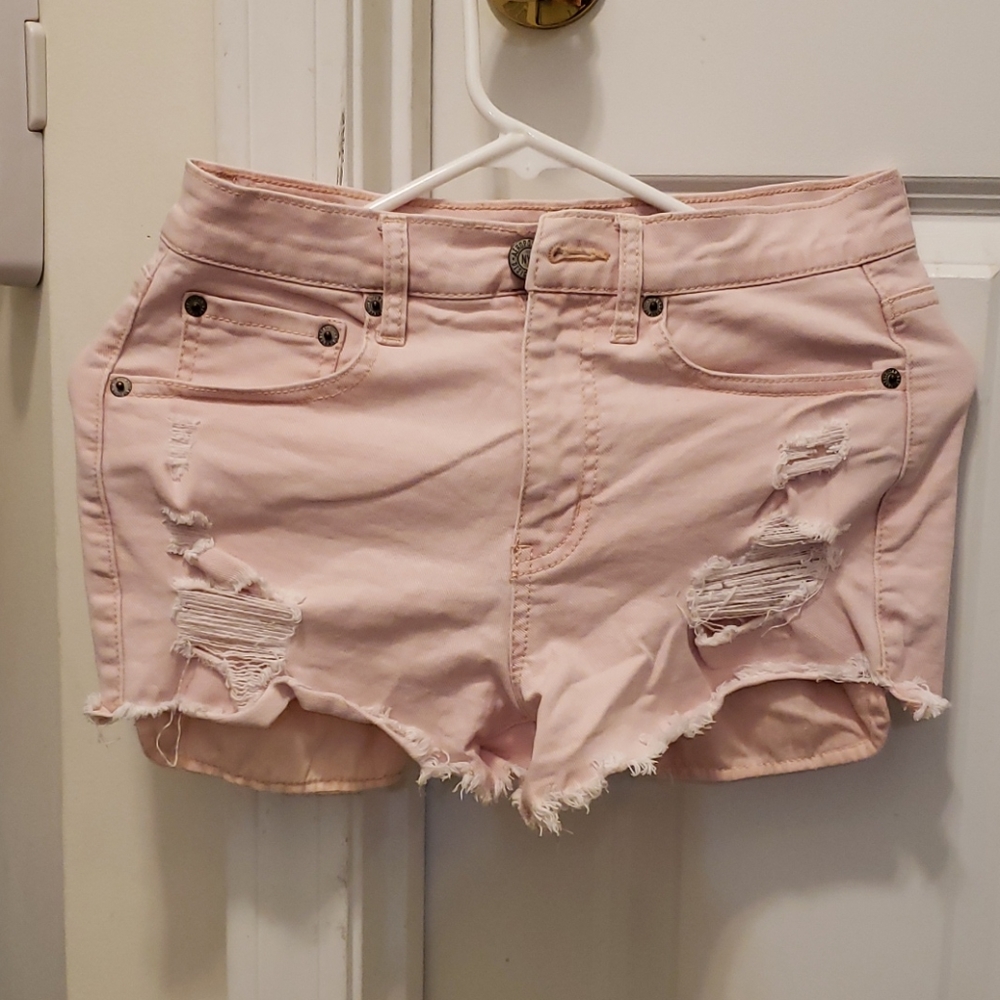 Aeropostale Pink Distressed Jean Shorts Sz 4
